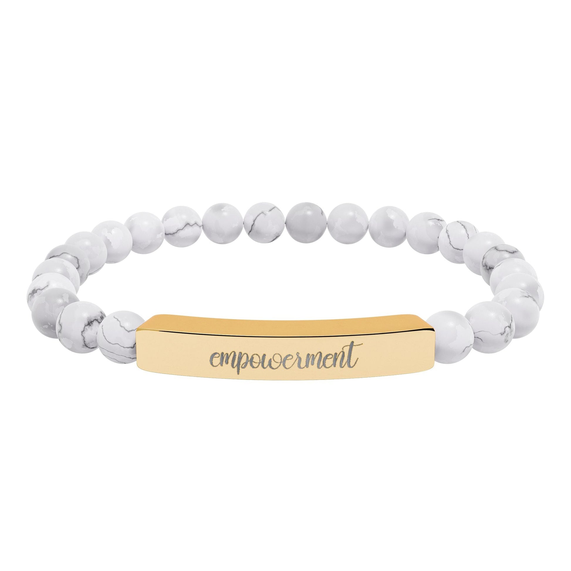 Empowerment Natural Stone Engraved Bar Bracelet Printify