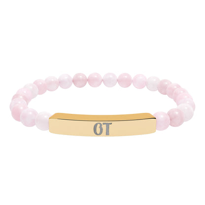 OT Natural Stone Engraved Bar Bracelet