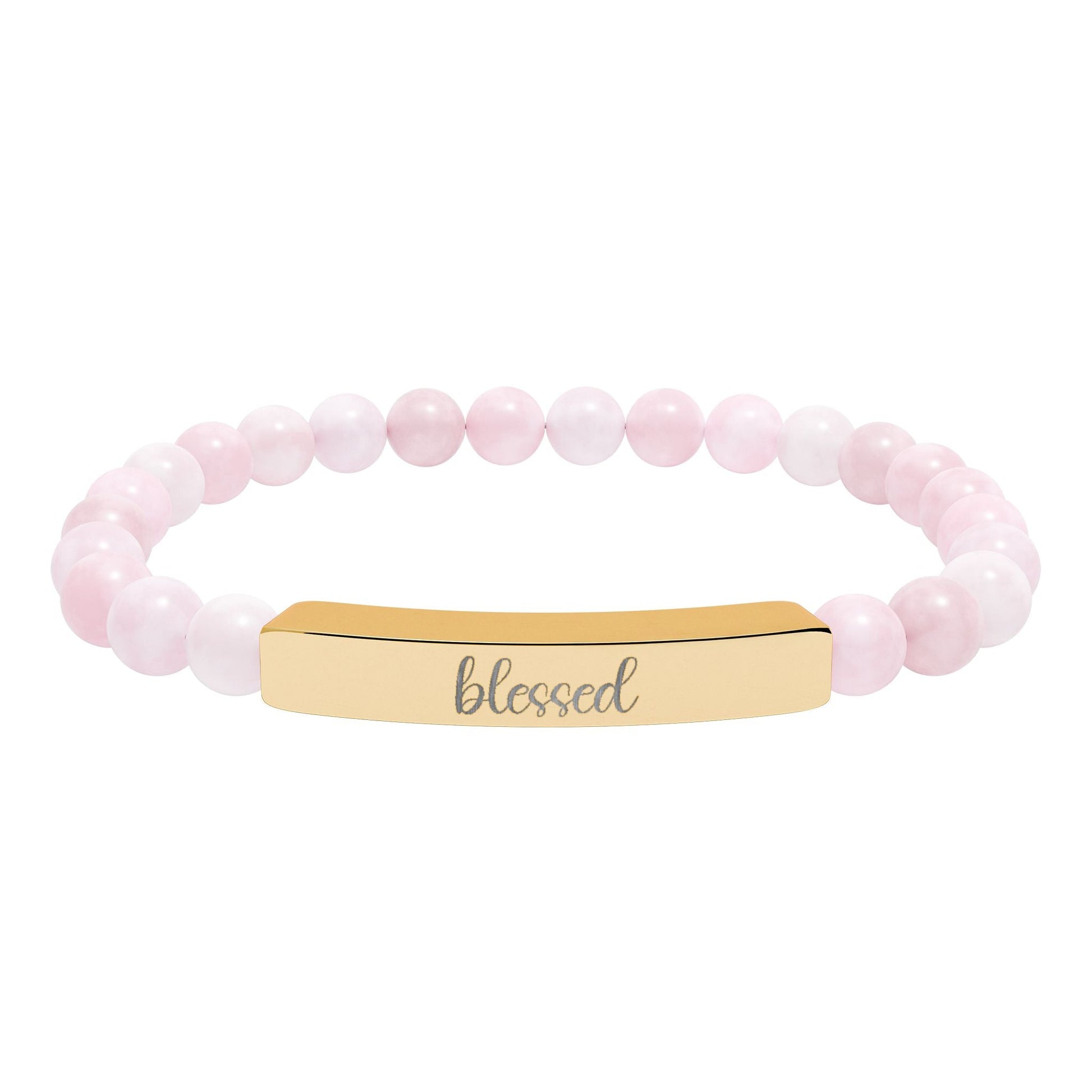 Blessed Natural Stone Engraved Bar Bracelet Printify