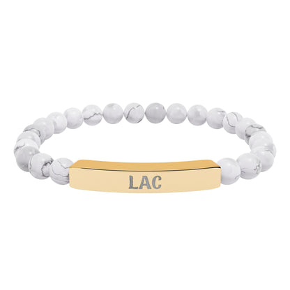 LAC Natural Stone Engraved Bar Bracelet