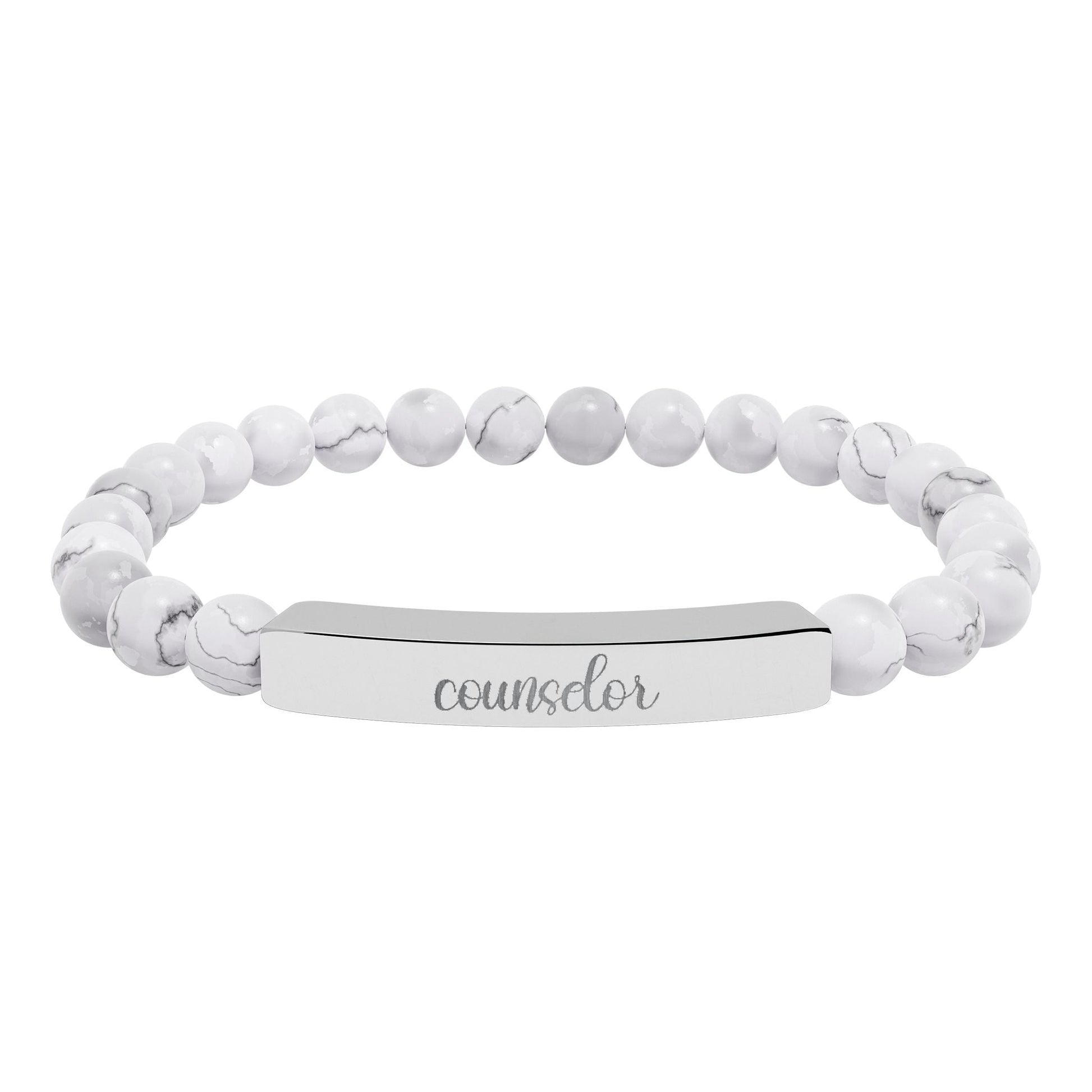 Counselor Natural Stone Engraved Bar Bracelet Printify