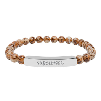 Supervisor Engraved Natural Stone Bar Bracelet