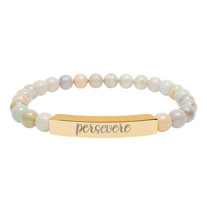 Persevere Natural Stone Engraved Bar Bracelet