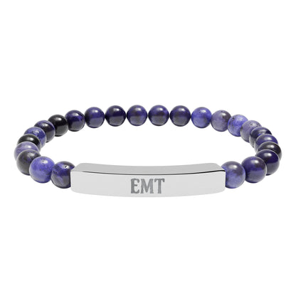 EMT Natural Stone Engraved Bar Bracelet