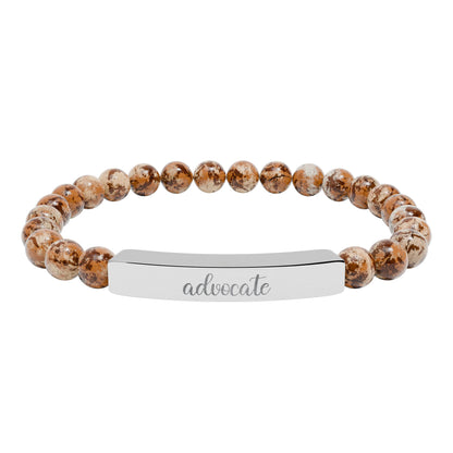 Advocate Natural Stone Engraved Bar Bracelet