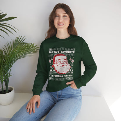 Santa's Favorite Existential Crisis Ugly Christmas Crewneck Printify