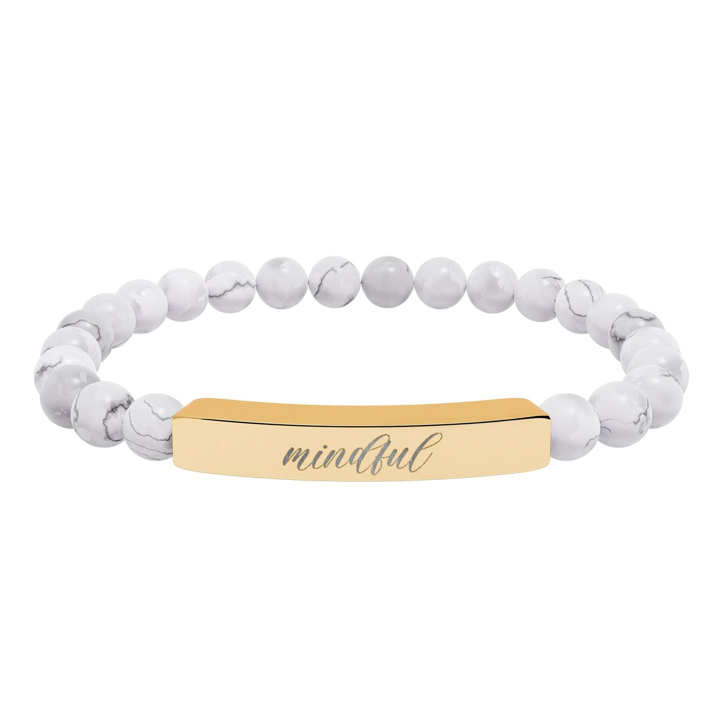 Mindful Natural Stone Engraved Bar Bracelet Printify
