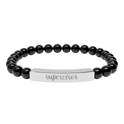 Supervisor Engraved Natural Stone Bar Bracelet