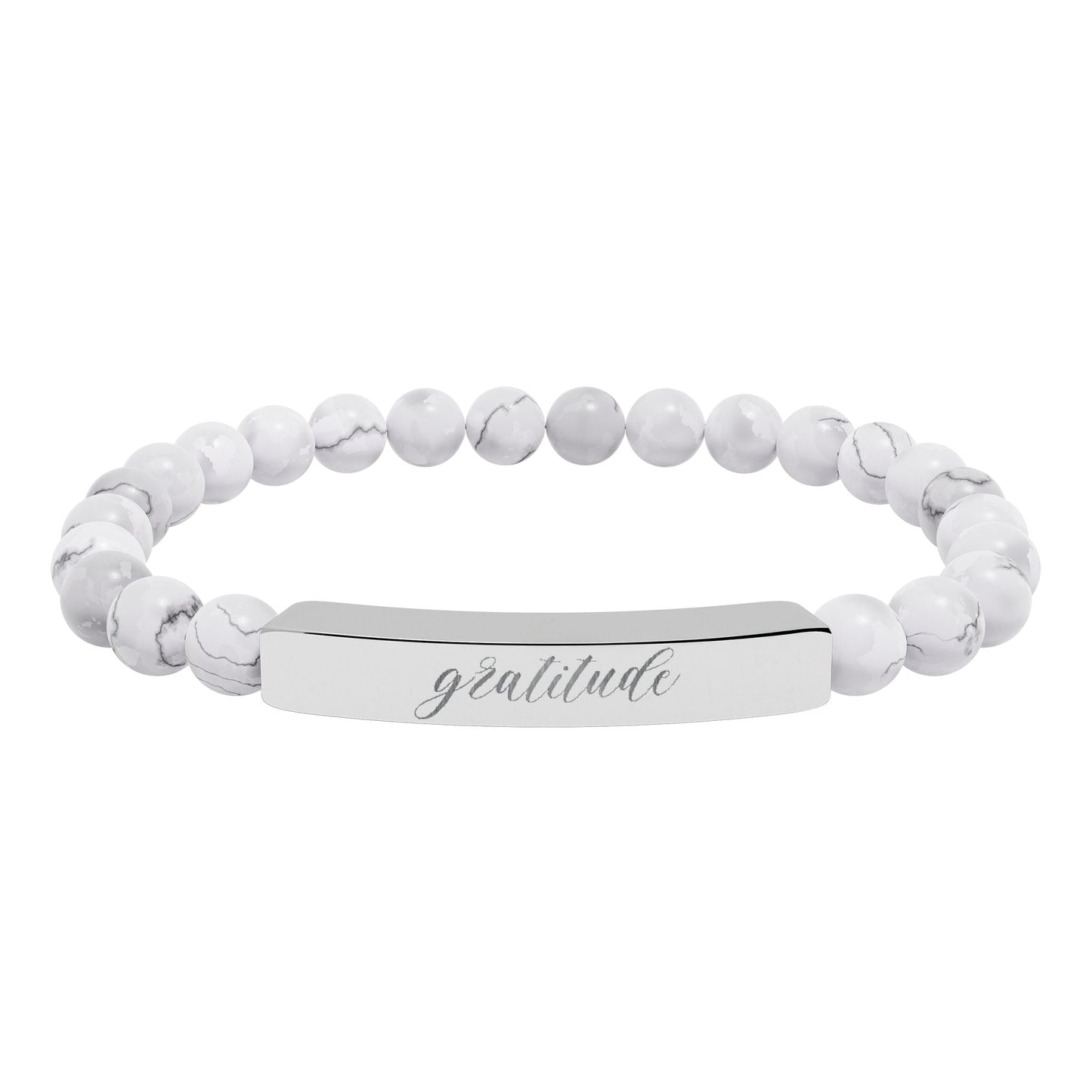 Gratitude Natural Stone Engraved Bar Bracelet Printify