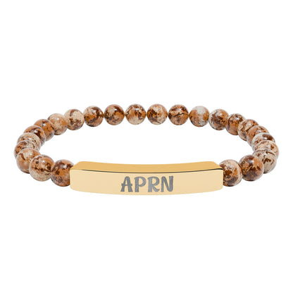 APRN Natural Stone Engraved Bar Bracelet