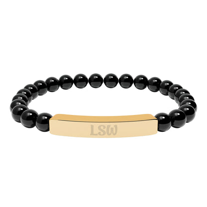 LSW Natural Stone Engraved Bar Bracelet