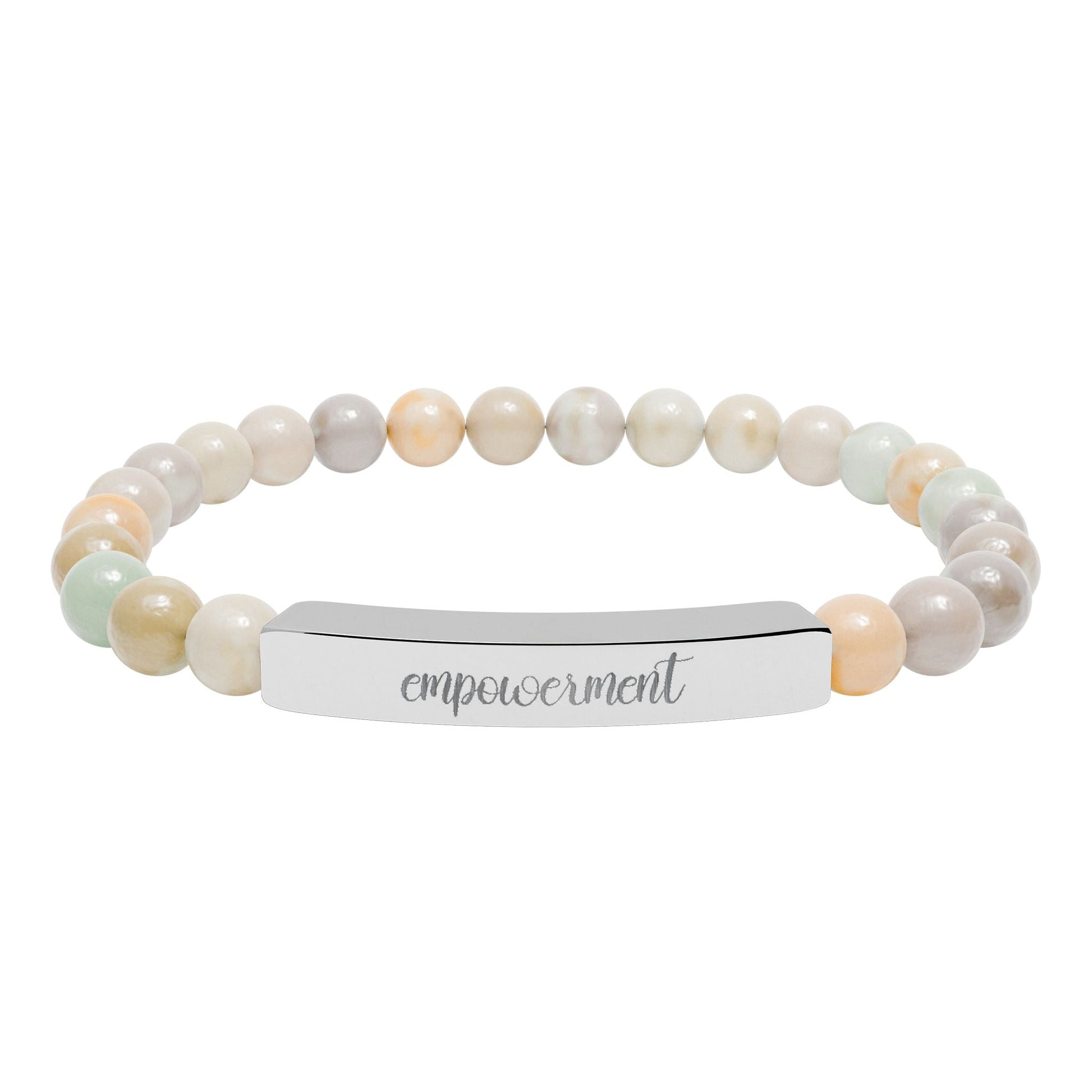 Empowerment Natural Stone Engraved Bar Bracelet Printify