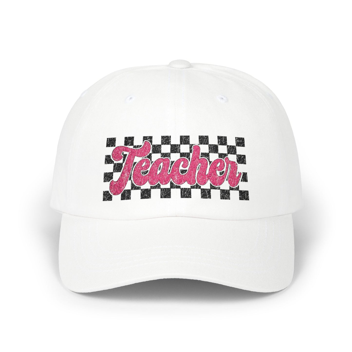 Retro Checkered Teacher Embroidered Hat