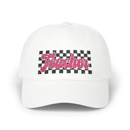 Retro Checkered Teacher Embroidered Hat