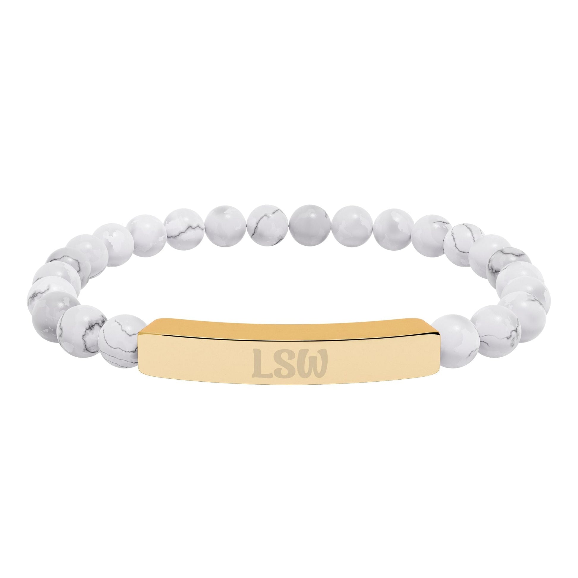 LSW Natural Stone Engraved Bar Bracelet Printify