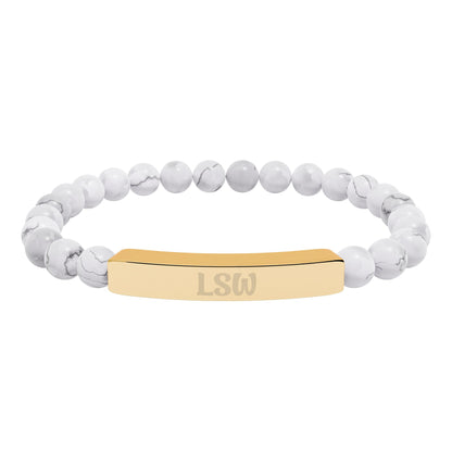 LSW Natural Stone Engraved Bar Bracelet