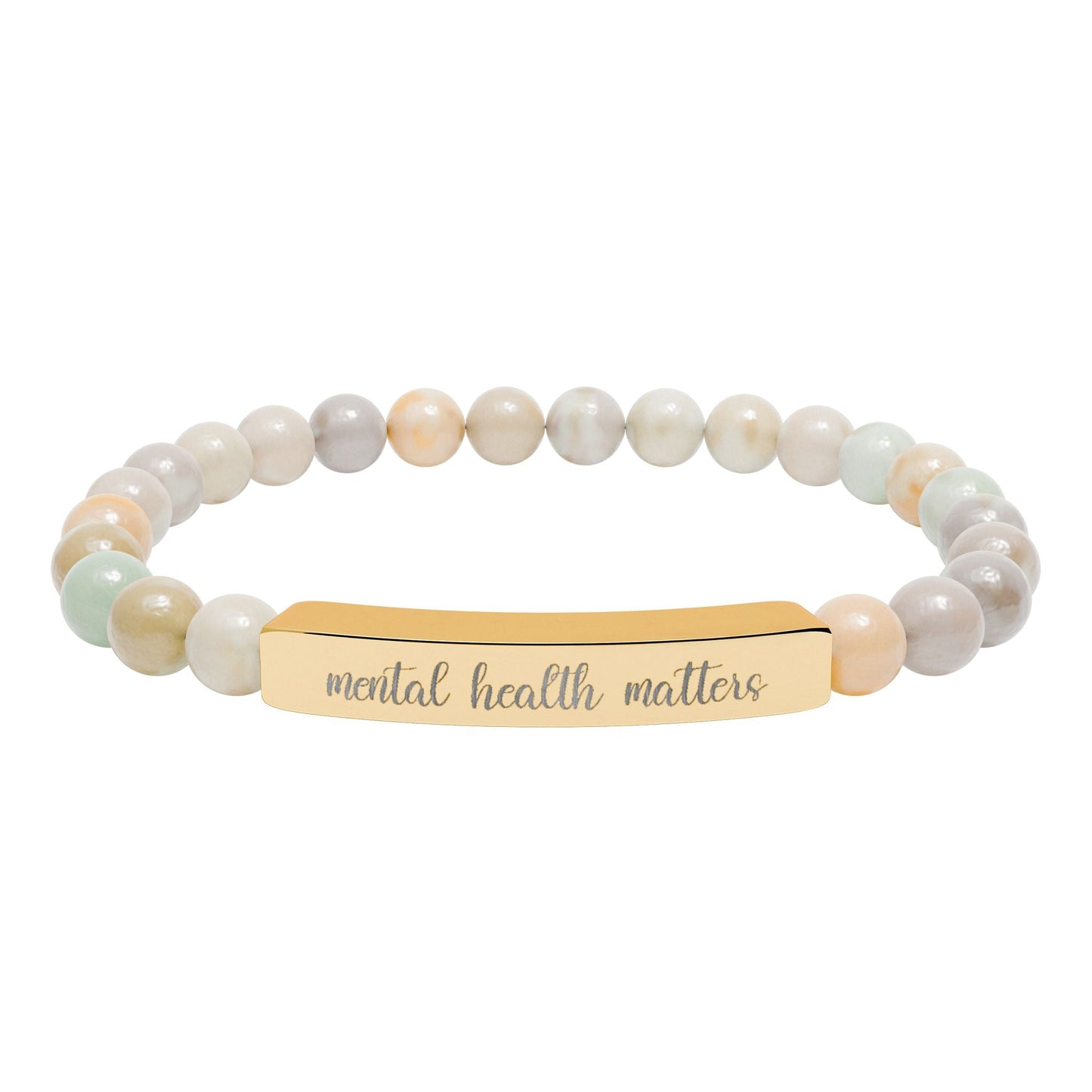 Mental Health Matters Natural Stone Engraved Bar Bracelet Printify