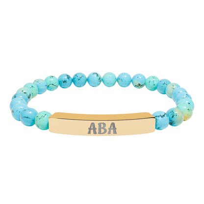 ABA Natural Stone Engraved Bar Bracelet