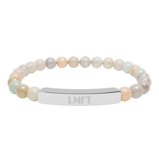 LMFT Natural Stone Engraved Bar Bracelet