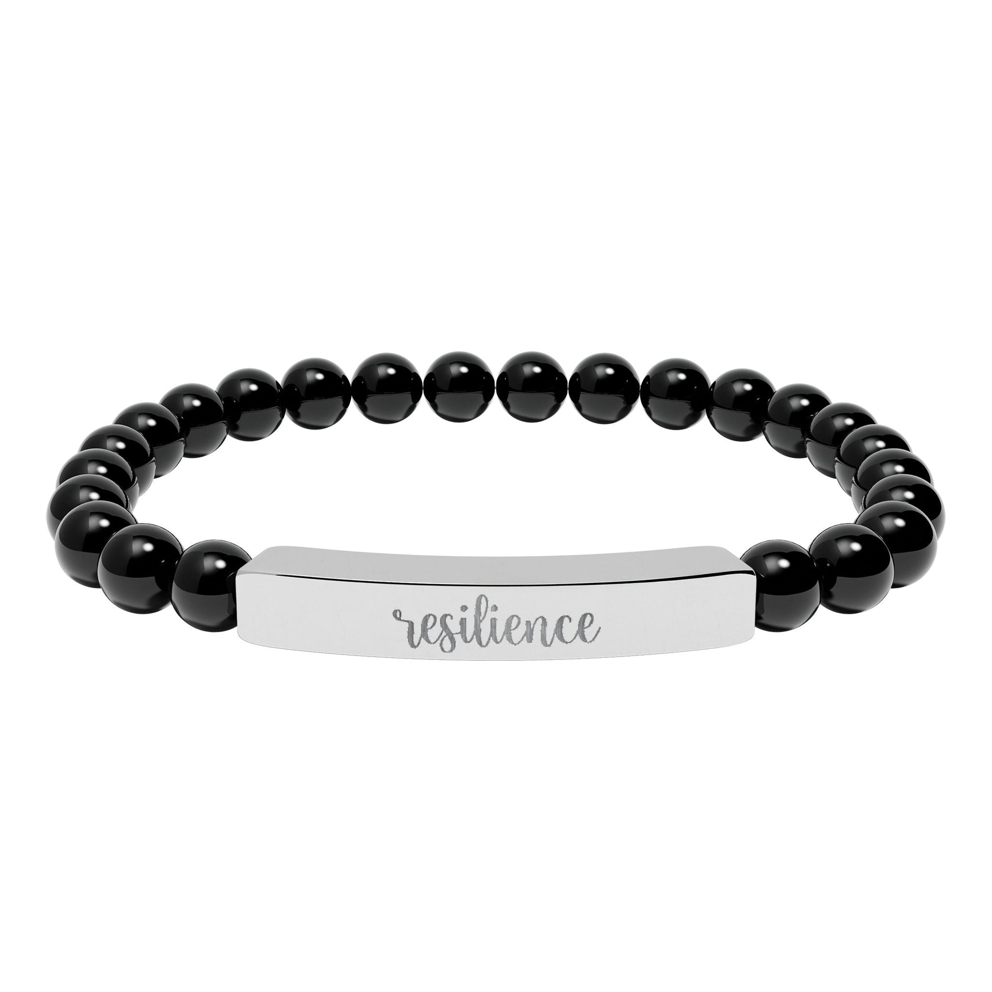 Resilience Natural Stone Engraved Bar Bracelet Printify