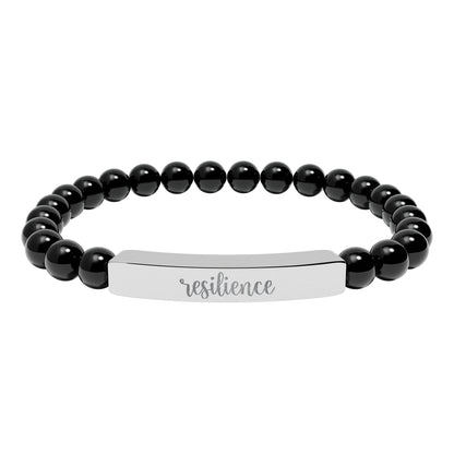 Resilience Natural Stone Engraved Bar Bracelet