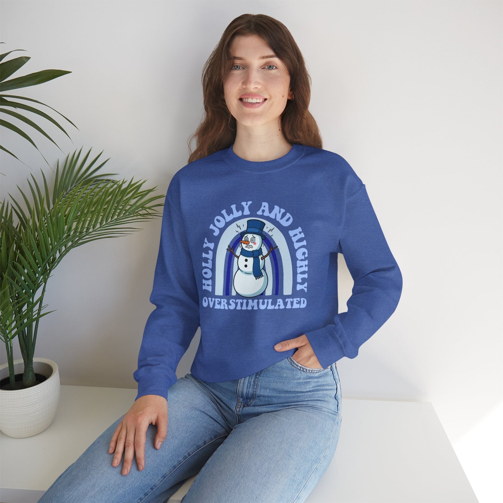 Holly Jolly and Highly Overstimulated Crewneck Printify