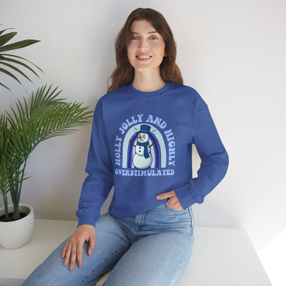 Holly Jolly and Highly Overstimulated Crewneck Printify