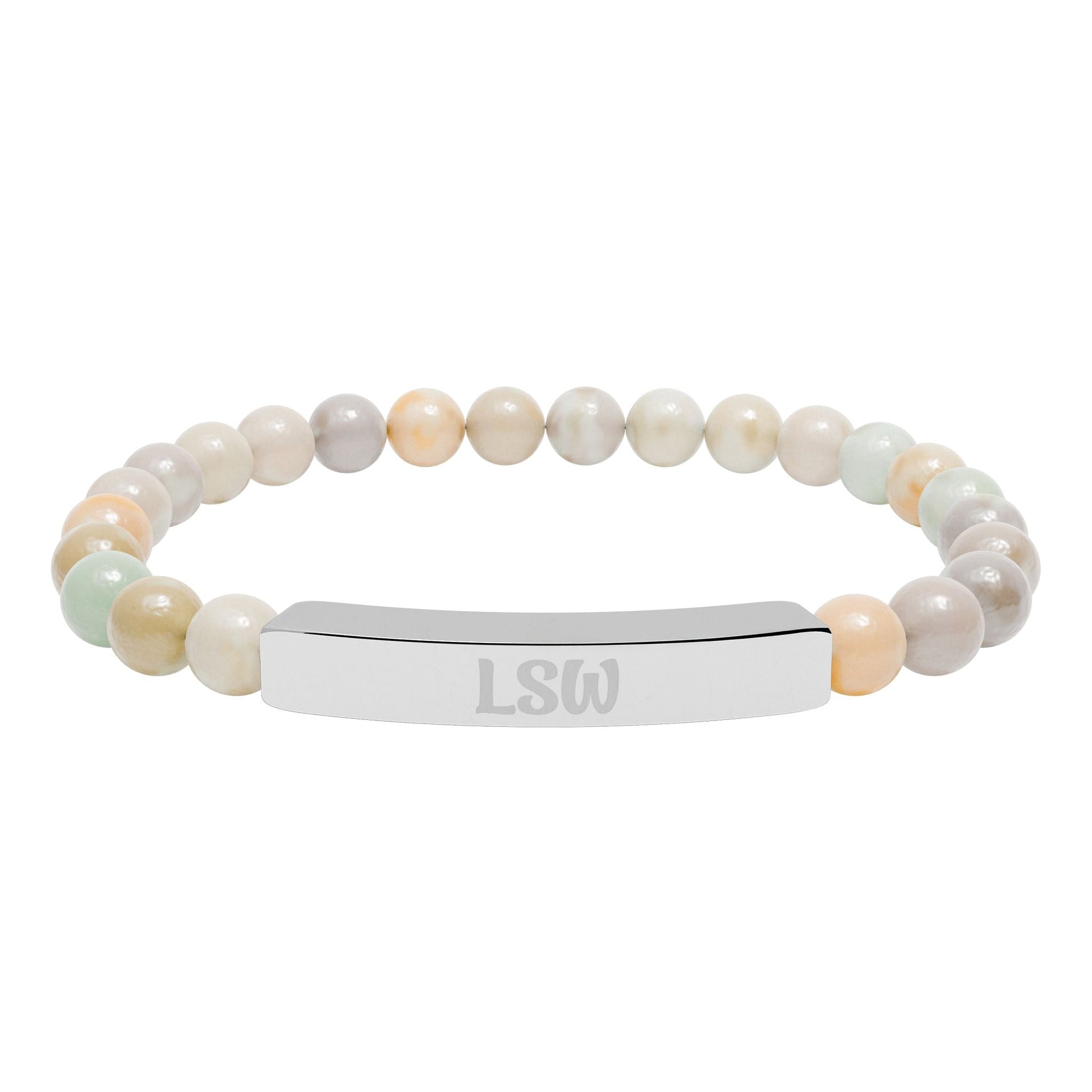 LSW Natural Stone Engraved Bar Bracelet Printify