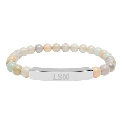 LSW Natural Stone Engraved Bar Bracelet