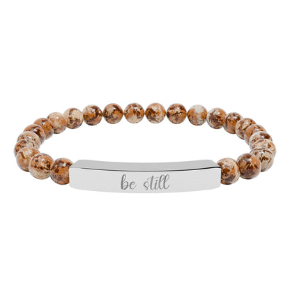 Be Still Natural Stone Engraved Bar Bracelet