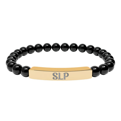 SLP Natural Stone Engraved Bar Bracelet