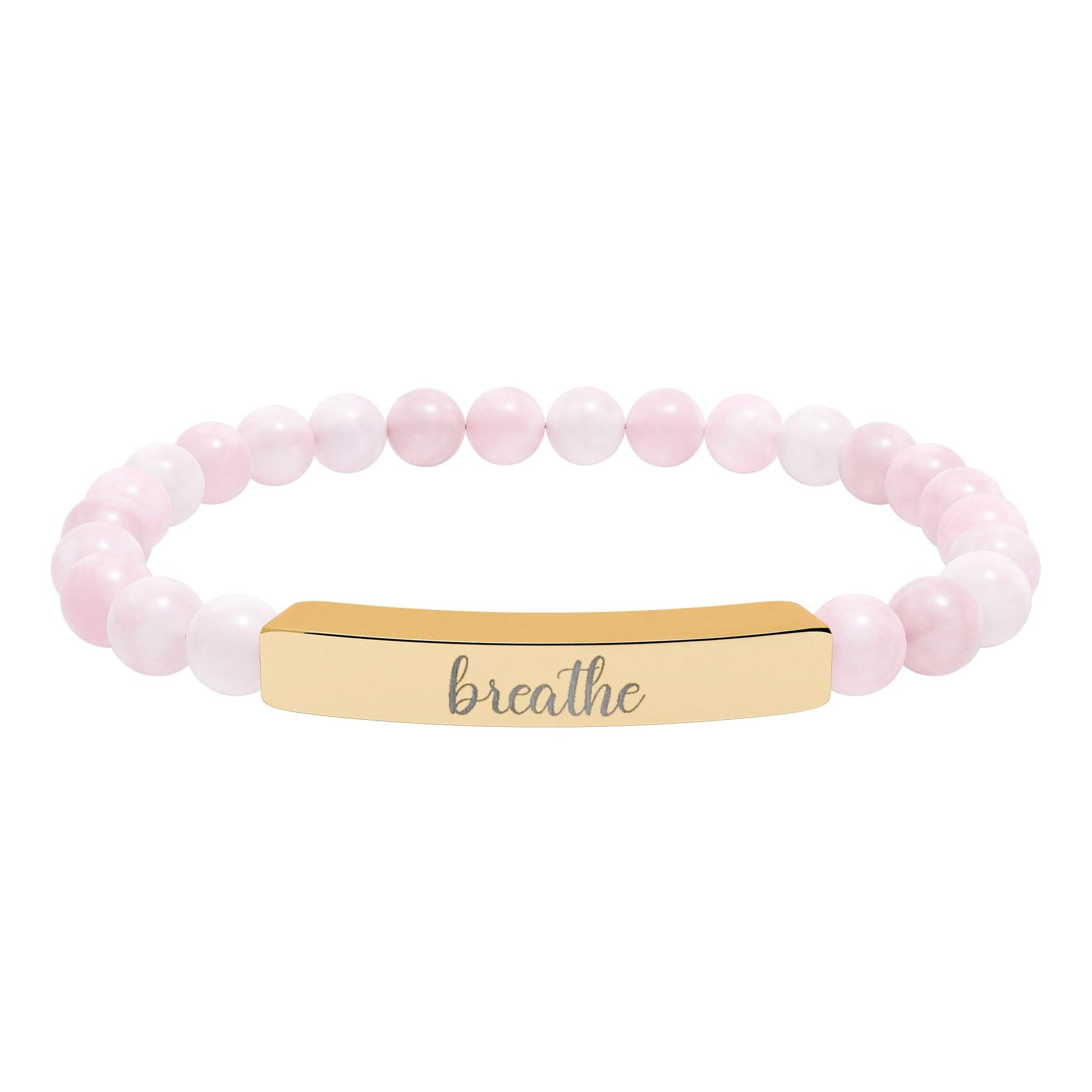 Breathe Engraved Natural Stone Bar Bracelet Printify