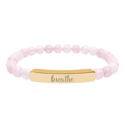 Breathe Natural Stone Engraved Bar Bracelet