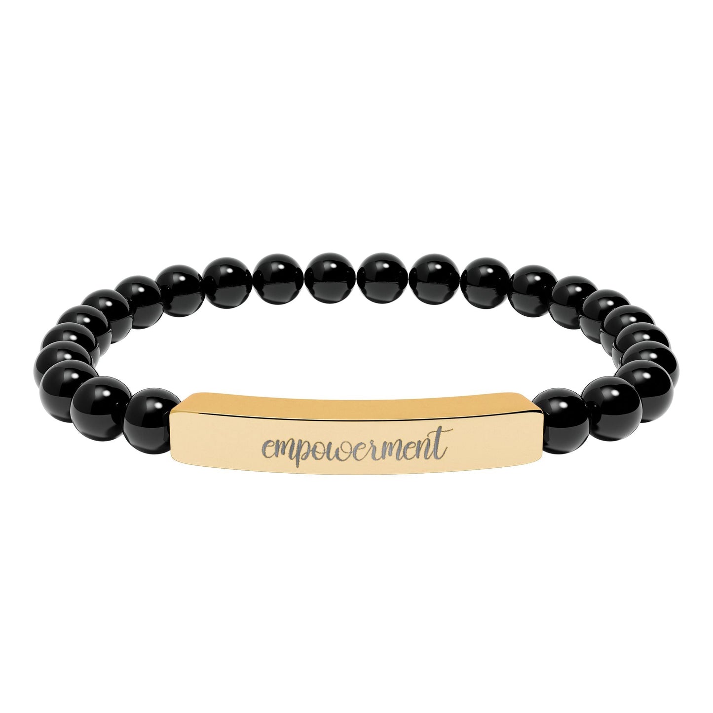 Empowerment Natural Stone Engraved Bar Bracelet Printify