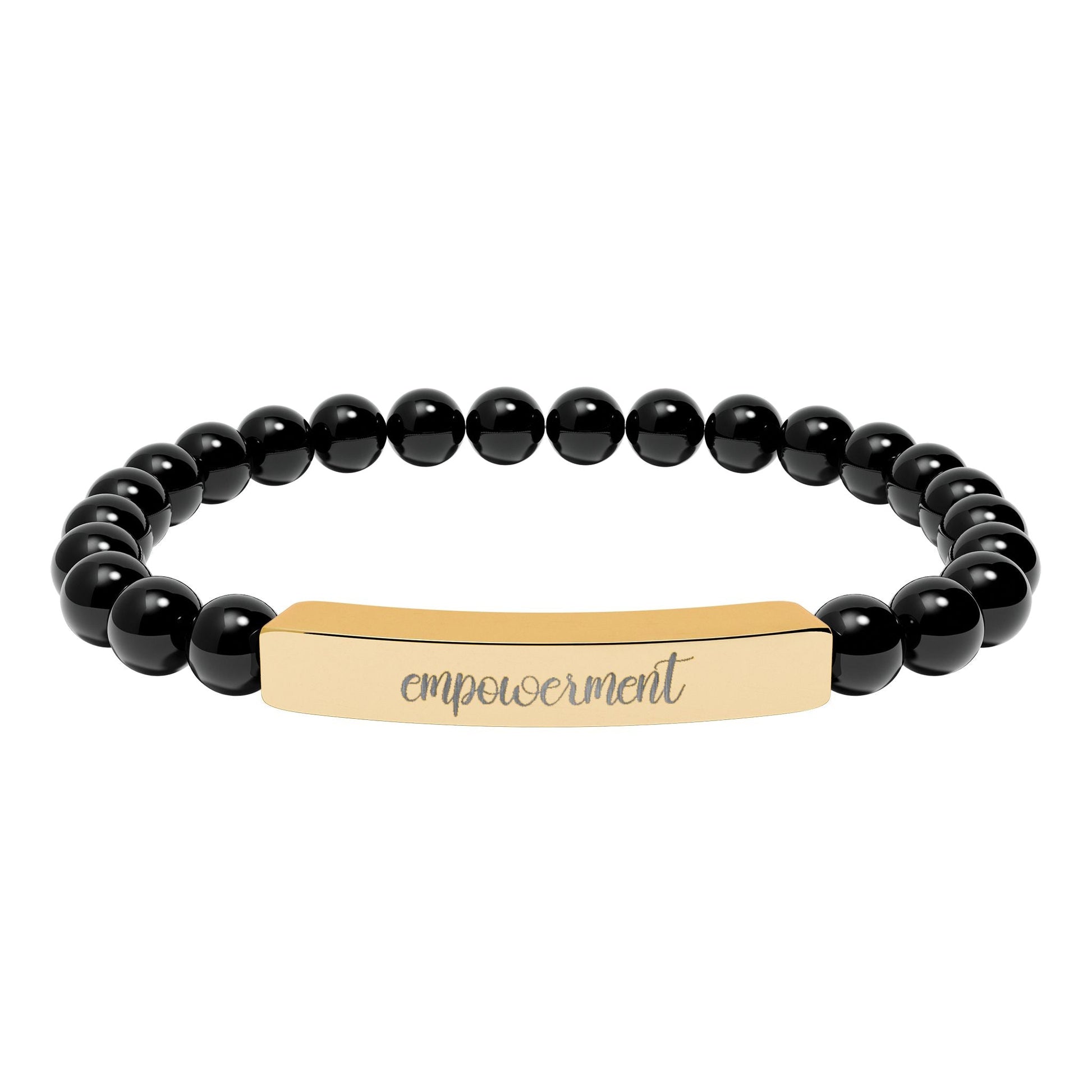 Empowerment Natural Stone Engraved Bar Bracelet Printify