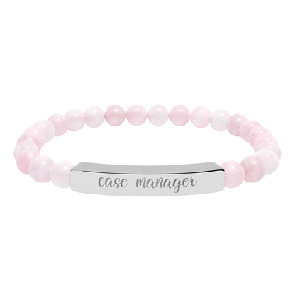 Case Manager Natural Stone Engraved Bar Bracelet