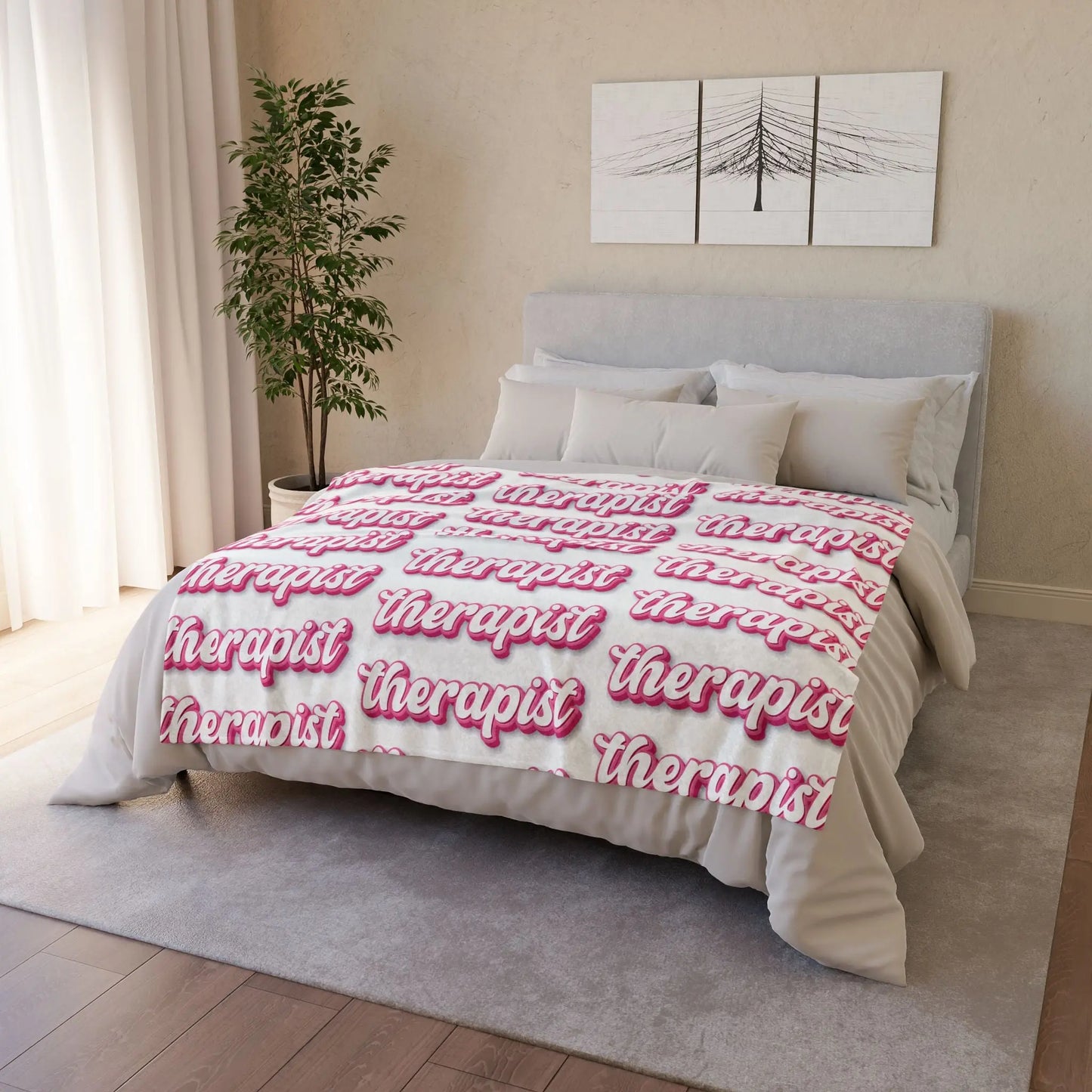 Pink Therapist Soft Polyester Blanket Printify