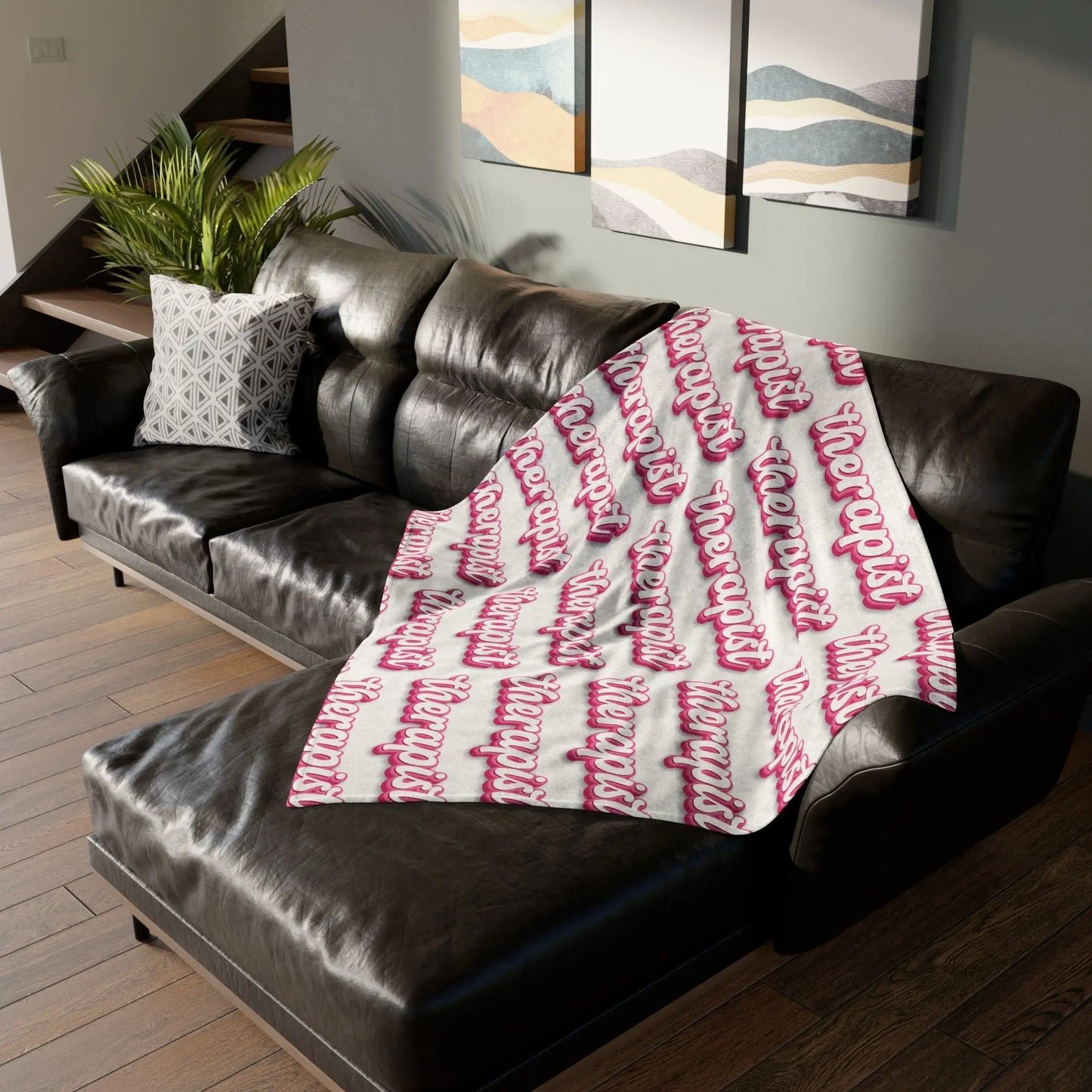 Pink Therapist Soft Polyester Blanket Printify