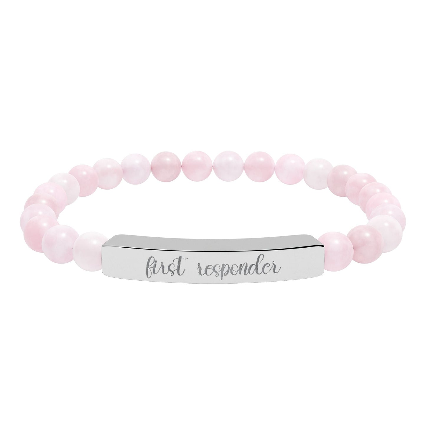 First Responder Natural Stone Engraved Bar Bracelet Printify