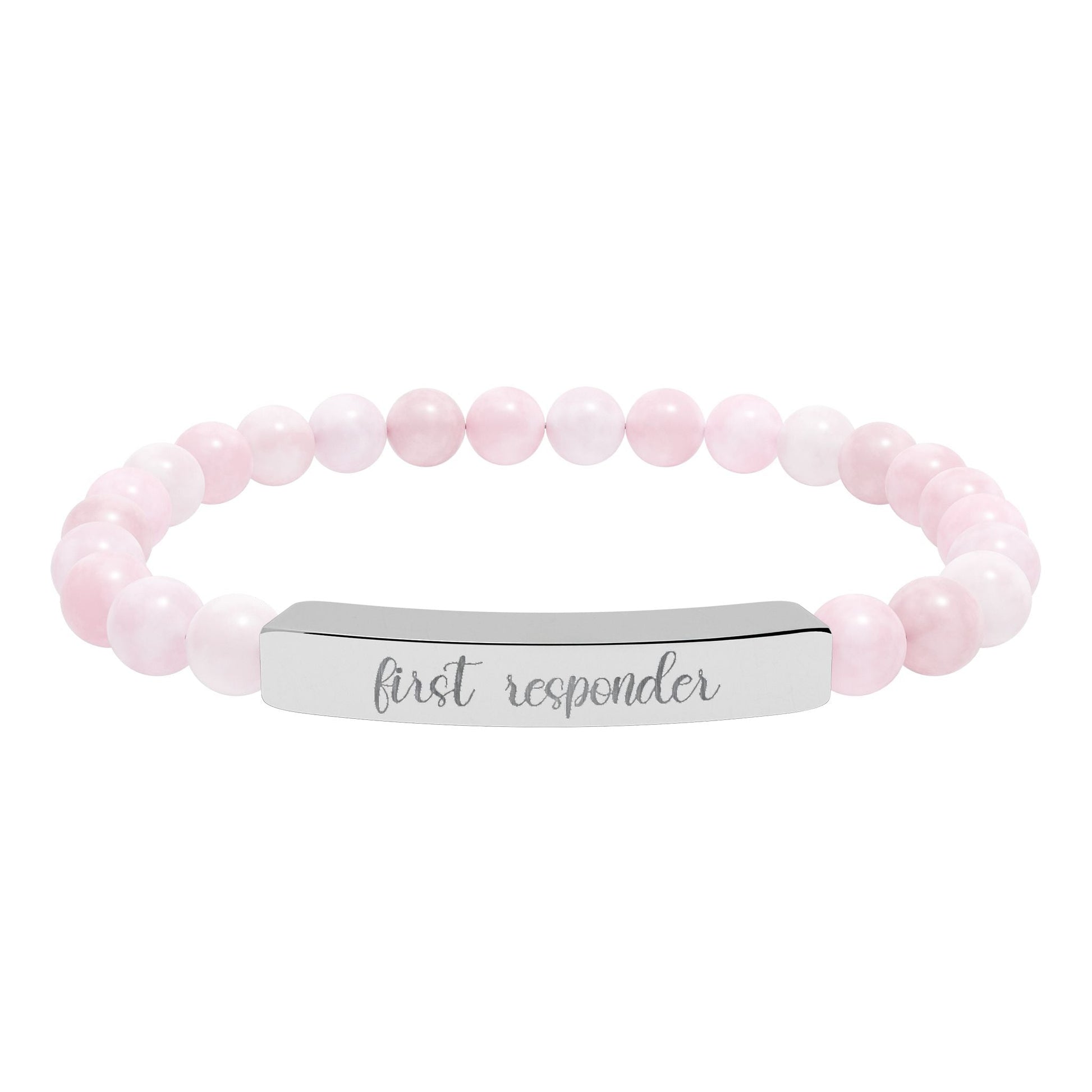 First Responder Natural Stone Engraved Bar Bracelet Printify