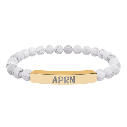 APRN Natural Stone Engraved Bar Bracelet