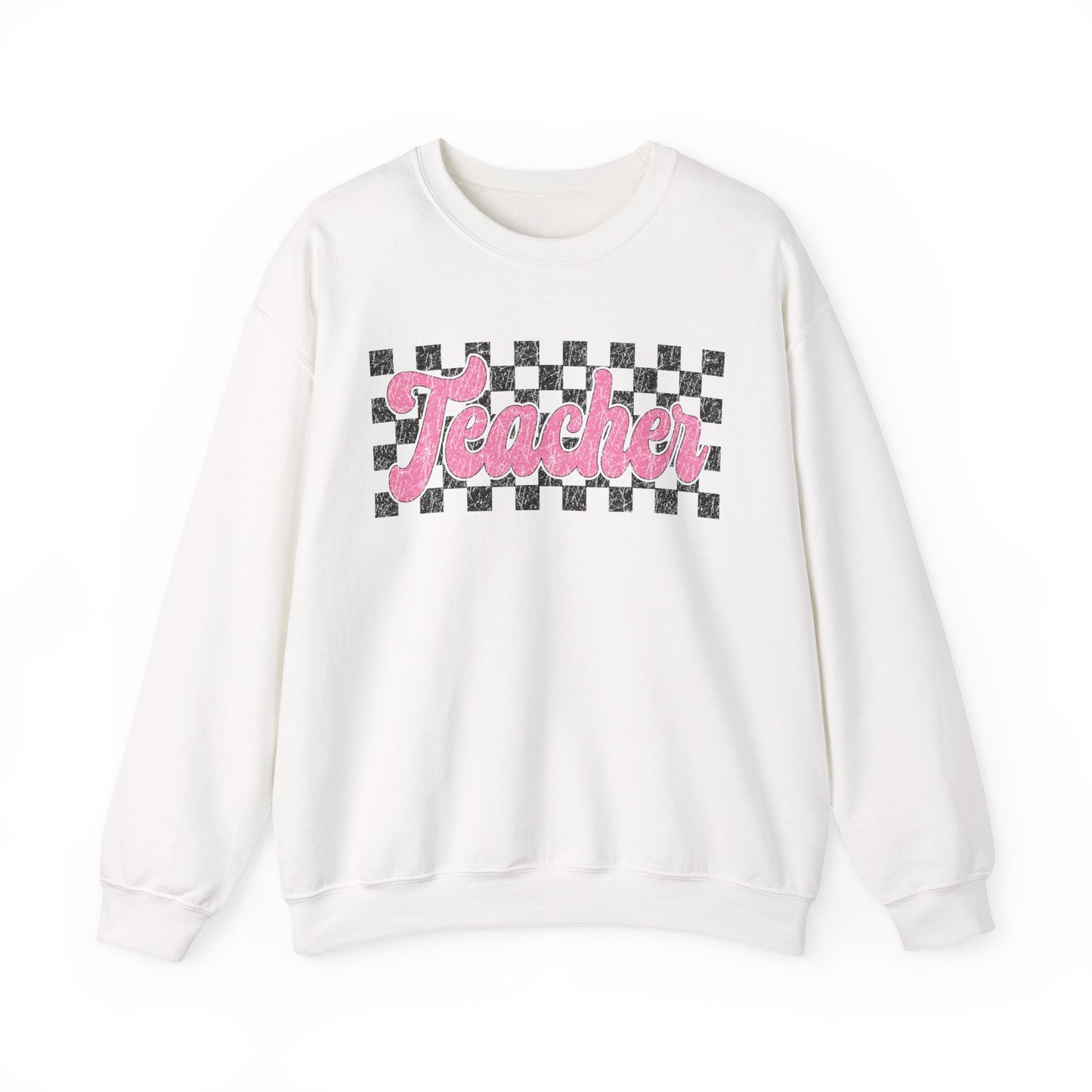 Retro Checkered Teacher Crewneck