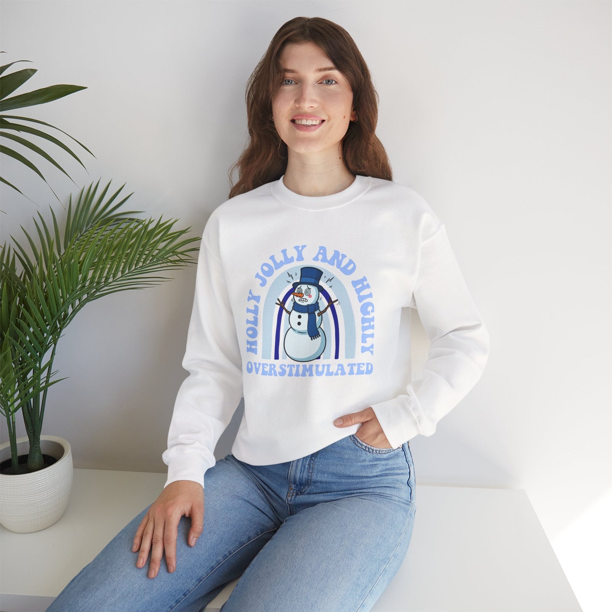 Holly Jolly and Highly Overstimulated Crewneck Printify