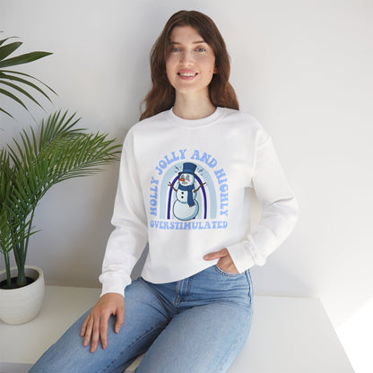 Holly Jolly and Highly Overstimulated Crewneck Printify