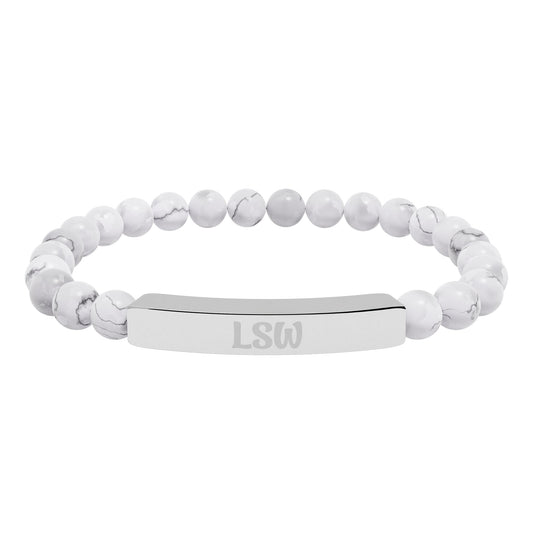 LSW Natural Stone Engraved Bar Bracelet