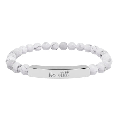 Be Still Natural Stone Engraved Bar Bracelet
