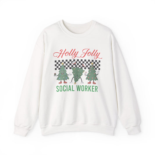 Holly Jolly Social Worker Crewneck Printify