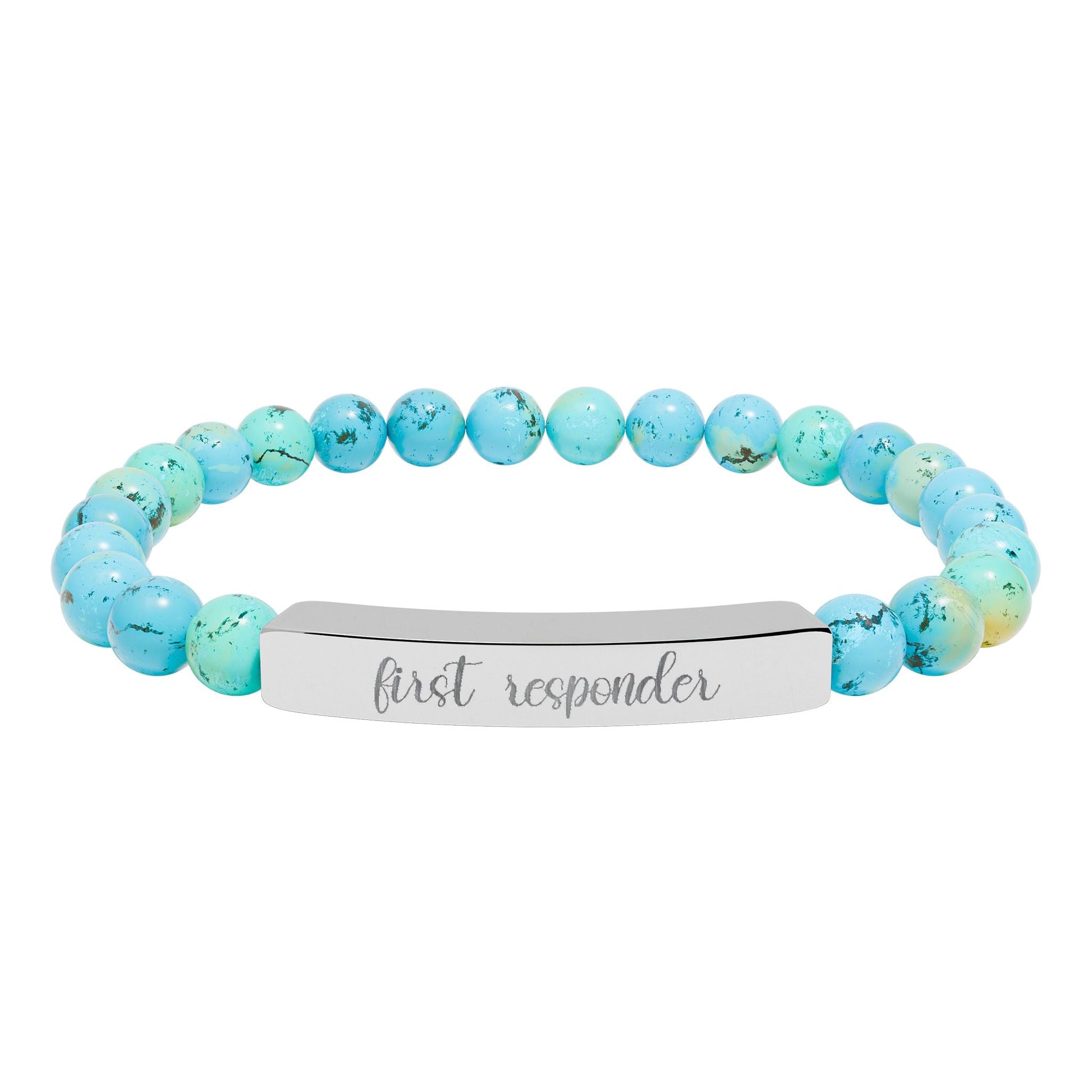 First Responder Natural Stone Engraved Bar Bracelet Printify