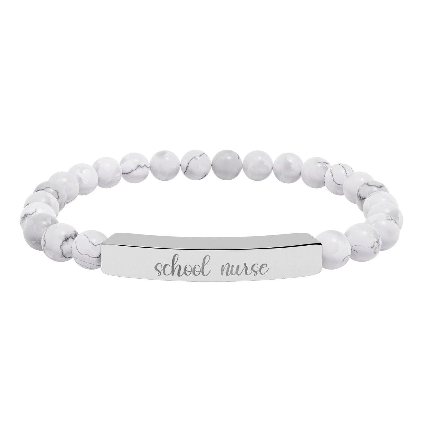 School Nurse Natural Stone Engraved Bar Bracelet Printify