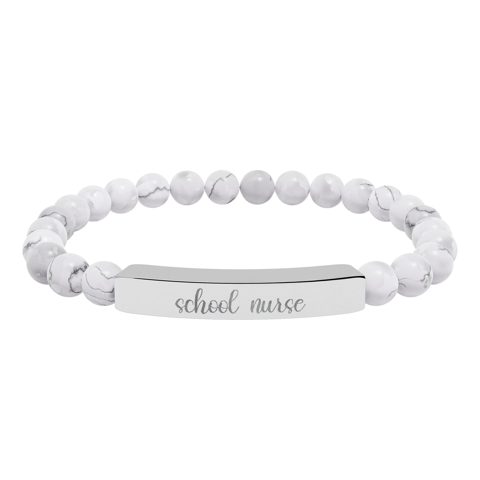 School Nurse Natural Stone Engraved Bar Bracelet Printify